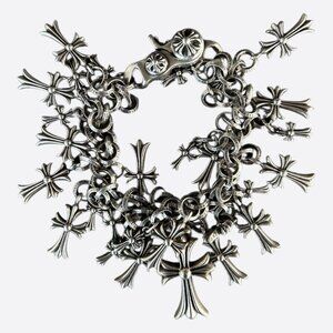 Chrome Hearts Silver Multi Cross Charm Bracelet